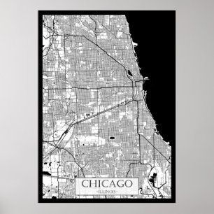 Poster Mapa de Chicago Illinois