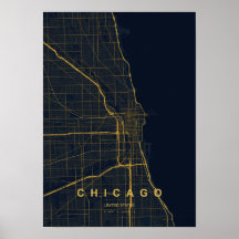 Mapa de Chicago Illinois Estilizado | Arte Moderna