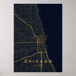 Poster Mapa de Chicago Illinois Estilizado | Arte Moderna