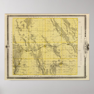 Poster Mapa de Chickasaw County, estado de Iowa