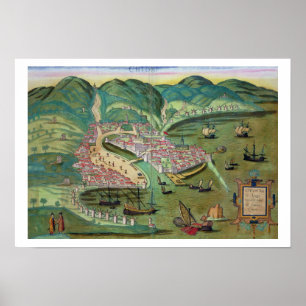 Póster Mapa de Chios, de "Civitates Orbis Terrarum" por G