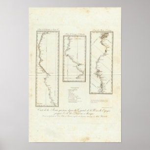 Poster Mapa de Cidade do México a Santa Fé New mexico