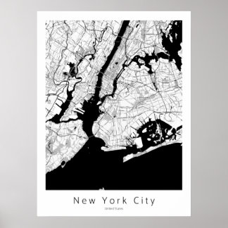 Poster Mapa de Cidade Mínima Nova Iorque Moderno