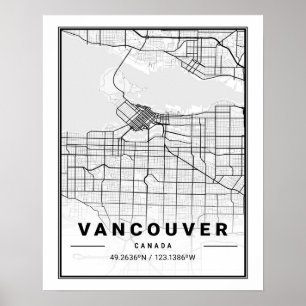 Poster Mapa de Cidade Viagem do Canadá - Colúmbia Britâni