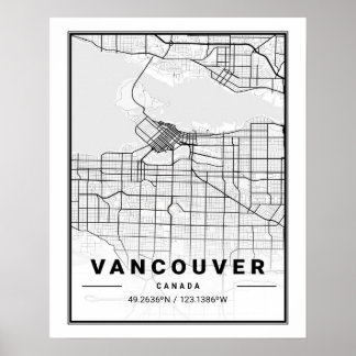 Poster Mapa de Cidade Viagem do Canadá - Colúmbia Britâni