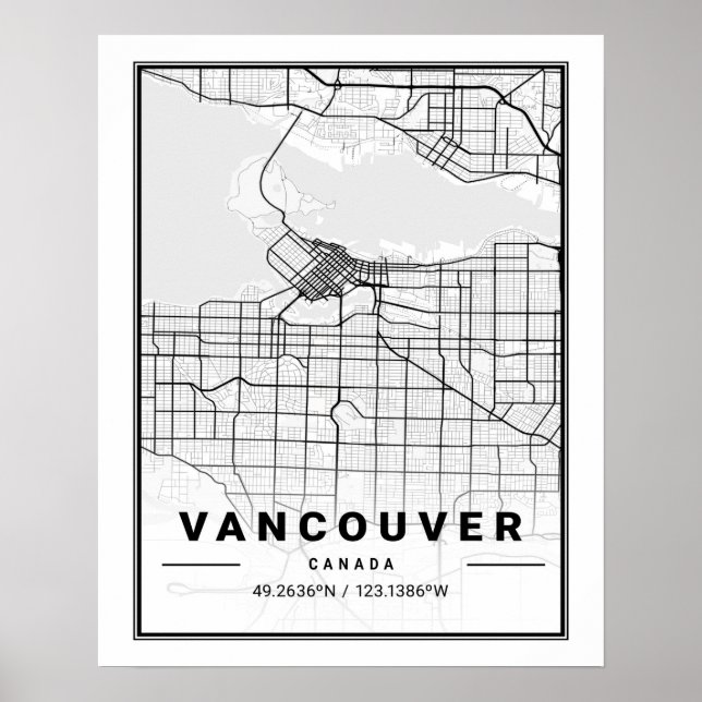 Poster Mapa de Cidade Viagem do Canadá - Colúmbia Britâni (Frente)