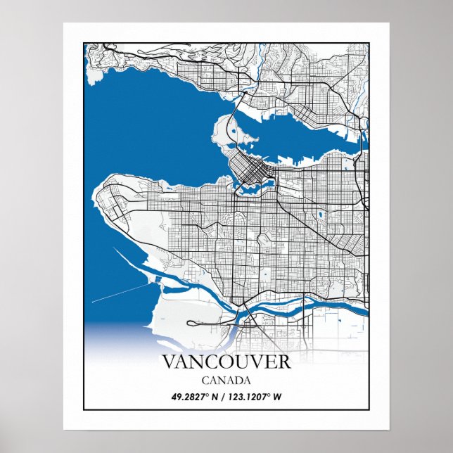 Poster Mapa de Cidade Viagem do Canadá - Colúmbia Britâni (Frente)