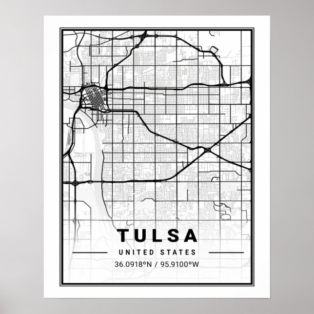 Poster Mapa de Cidade Viagem do Oklahoma USA (Frente)