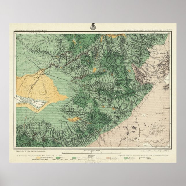 Poster Mapa de Classificação de Terra do Sul da Califórni (Frente)