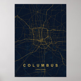 Poster Mapa de Columbus Ohio Estilizado | Destaque Modern
