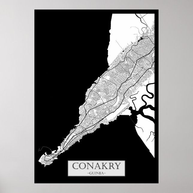 Poster Mapa de Conacri Guiné (Frente)