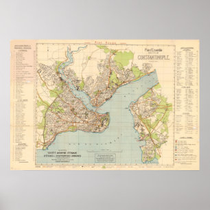 Poster Mapa de Constantinopla de 1922 - Istambul, Turquia