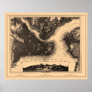 Póster Mapa de Constantiople Istambul, cerca de 1890 -
