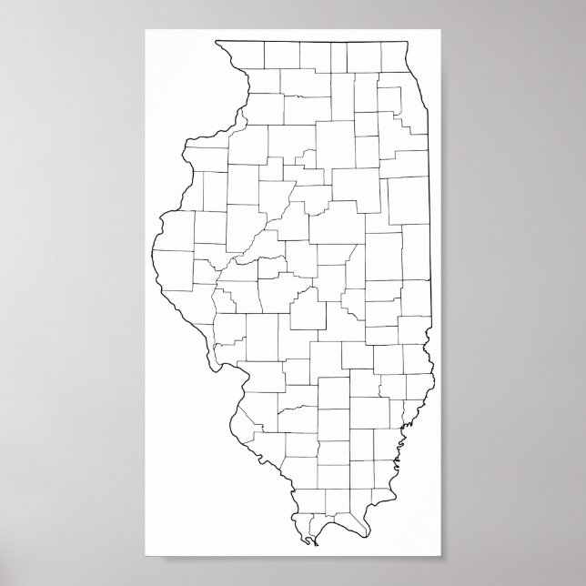 Poster Mapa de Contornos de Vazios de Condados de Illinoi (Frente)