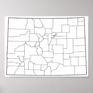 Poster Mapa de Contornos de Vazios do Colorado County