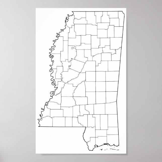 Poster Mapa de Contornos de Vazios do Mississippi (Frente)