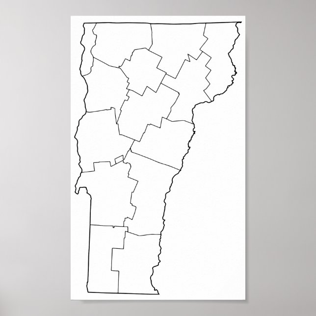 Poster Mapa de Contornos de Vazios dos condados de Vermon (Frente)