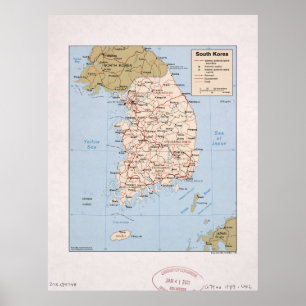 Poster Mapa de Coreia do Sul (1989)