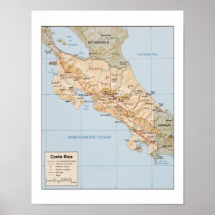 Poster Mapa de Costa Rica