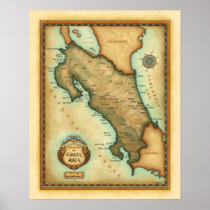 Póster Mapa de Costa Rica