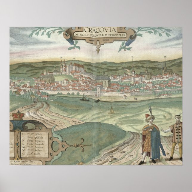 Poster Mapa de Cracóvia, de Civitates Orbis Terrarum, por (Frente)