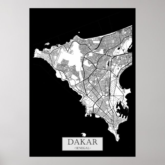 Poster Mapa de Dakar Senegal (Frente)