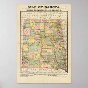 Póster Mapa de Dakota