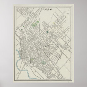 Poster Mapa de Dallas Texas (1901)
