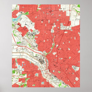 Póster Mapa de Dallas Texas (1958) 2