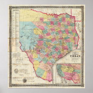 Póster Mapa de De Cordova de Texas