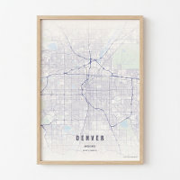 Mapa de Denver Pastel Cartaz de Arte de Parede da 
