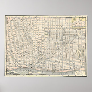 Poster Mapa de Detroit em 1895