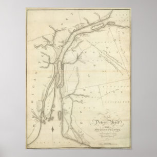 Póster Mapa de Detroit River