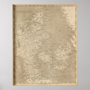 Póster Mapa de Dinamarca por Arrowsmith