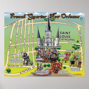 Poster Mapa de Diversão do Quarto Francês Nova Orleans