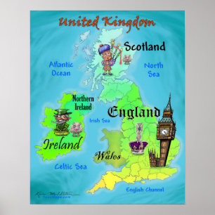 Poster Mapa de Diversão do Reino Unido