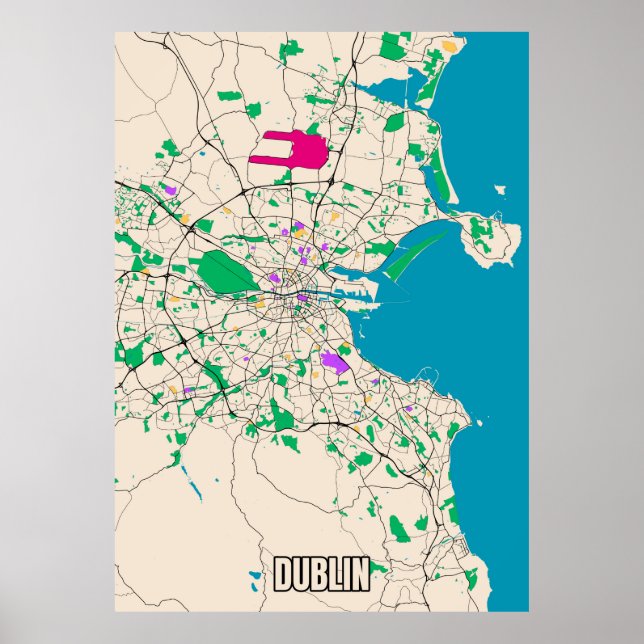 Poster Mapa de Dublin (Frente)