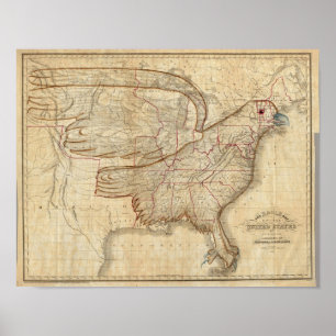 Poster Mapa de Eagle dos Estados Unidos