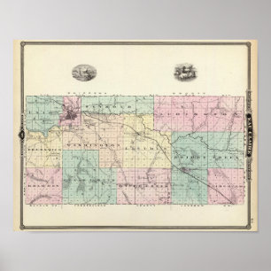 Póster Mapa de Eau Claire County, estado de Wisconsin