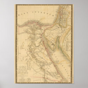 Póster Mapa de Egipto, de Palestina e de Arábia
