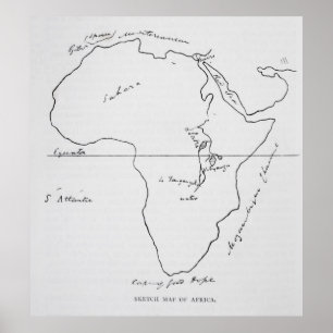 Poster Mapa de esboços da África