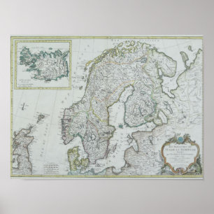 Póster Mapa de Escandinávia