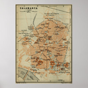 Poster Mapa de Espanhas de Vintage Salamanca (1913)