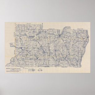Poster Mapa de estradas 3 da bicicleta de Wisconsin