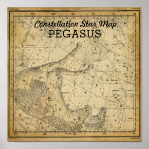 Póster Mapa de Estrelas da Constelação de Cavalo de Peg