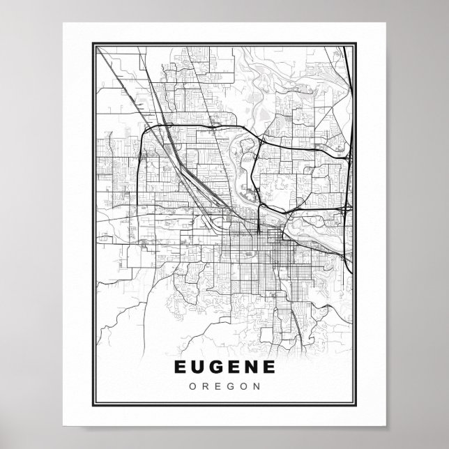 Poster Mapa de Eugene (Frente)