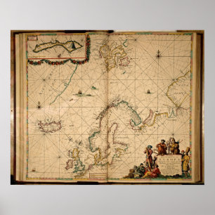 Póster Mapa de Europa do Norte