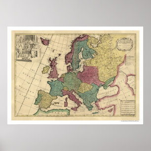 Póster Mapa de Europa por Senex 1725