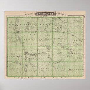 Póster Mapa de Faribault County, Minnesota