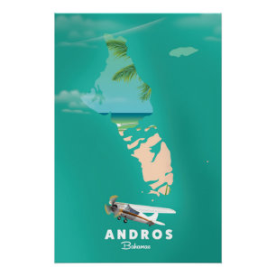 Póster Mapa de férias de Andros Bahamas.